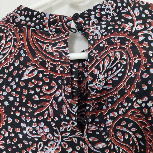 NEW Banana Republic PRINT BISHOP-SLEEVE TOP, Size M - Picture 6 of 14